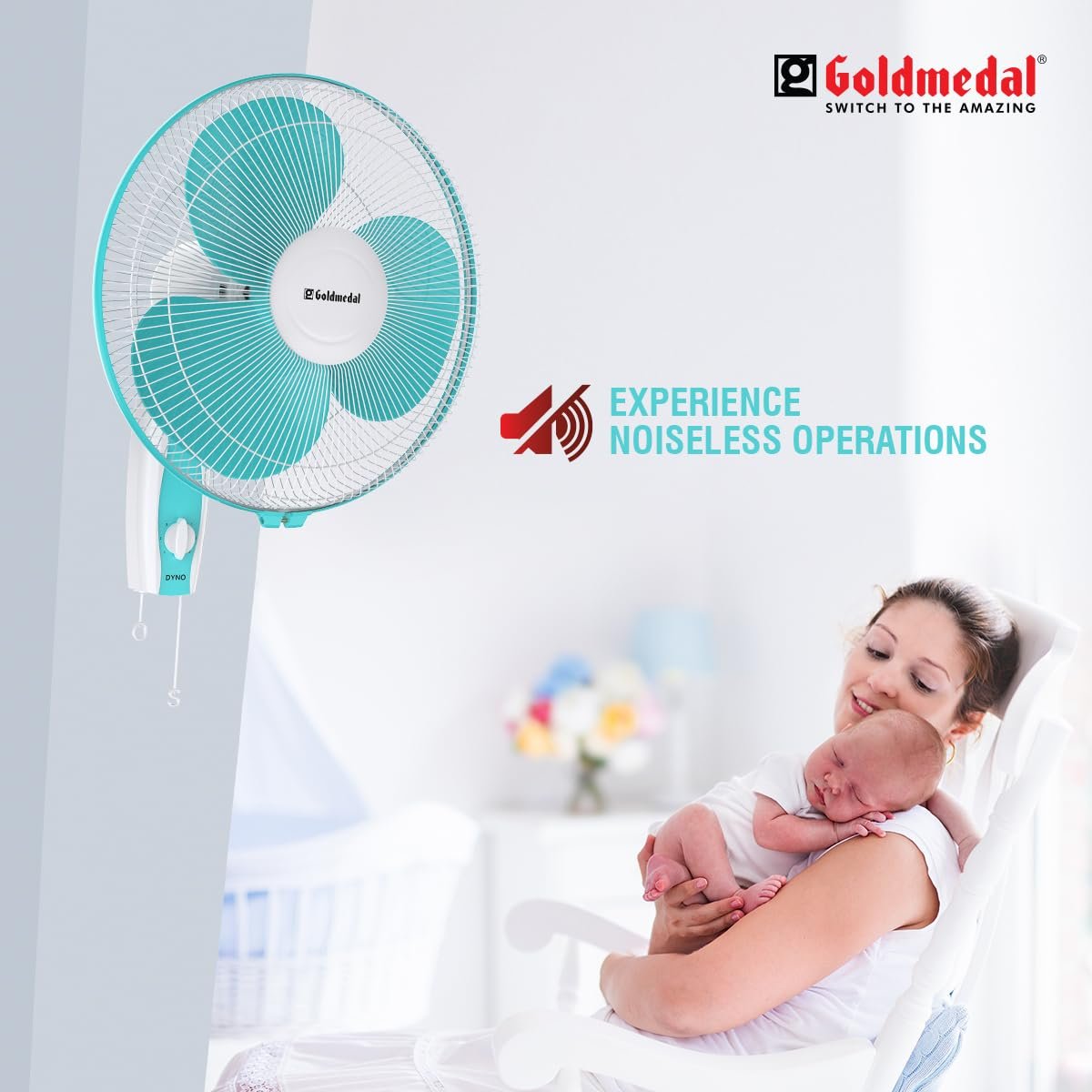 Goldmedal Dyno 400 mm Wall fans For Home and Office | Silent Operation | Jerk Free Oscillation | 100% Copper Motor | High RPM | High Air Delivery | 2 years Warranty (Turquoise White) - Image 2
