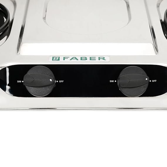 Faber high efficiency 2 Brass Burner gas stove|| Stainless Steel|| ISI Certified gas stove, Manual Ignition, (COOKTOP CRYSTAL 2BB SS) 2 year comprehensive warranty - Image 3
