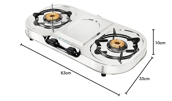 Faber high efficiency 2 Brass Burner gas stove|| Stainless Steel|| ISI Certified gas stove, Manual Ignition, (COOKTOP CRYSTAL 2BB SS) 2 year comprehensive warranty - Image 6