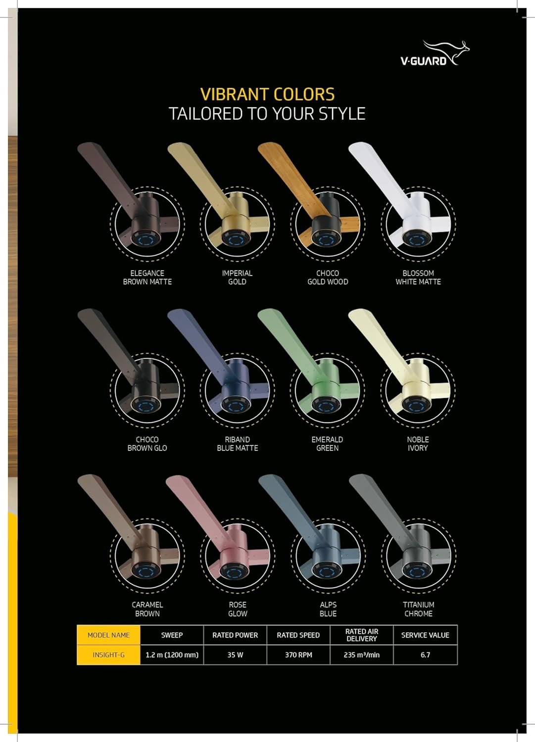 Roll over image to zoom in 2 VIDEOS V-Guard Insight-G Premium Bldc Ceiling Fan For Home | 6 Speed Settings | 5 stars Energy Saving | Convenient Remote Control | High-Speed 100% Copper Motor | 1.2M (Elegance Brown Matte) - Image 6