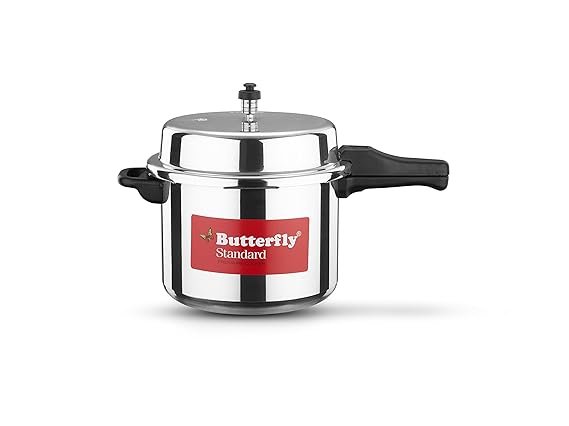 Butterfly Standard Aluminium Outer Lid Pressure Cooker, 10 Litre, Silver