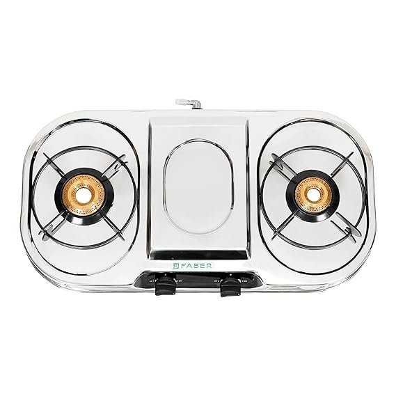 Faber high efficiency 2 Brass Burner gas stove|| Stainless Steel|| ISI Certified gas stove, Manual Ignition, (COOKTOP CRYSTAL 2BB SS) 2 year comprehensive warranty - Image 4