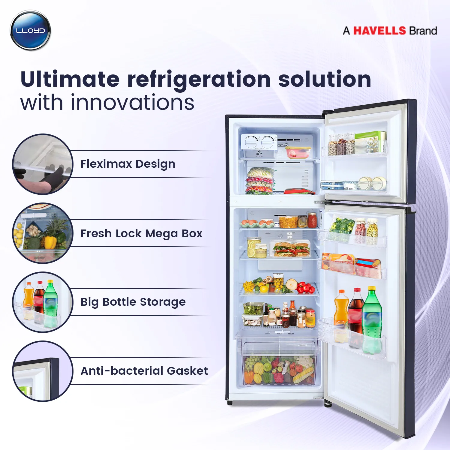 LLOYD Havells Frost Free Refrigerator 240 L Daisy Blue - Image 4