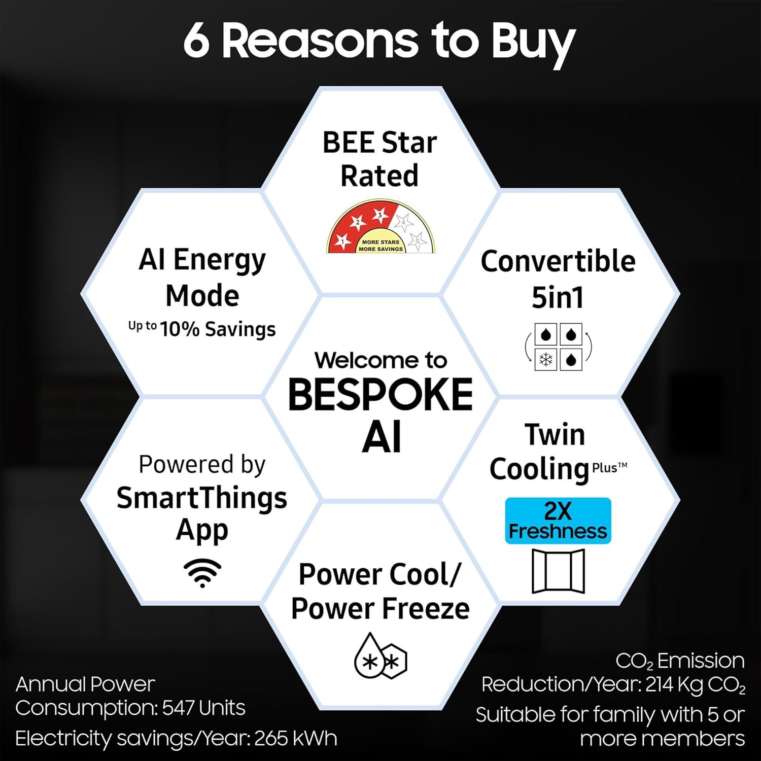 Samsung 653 L, 3 Star, Frost Free, Double Door, Convertible 5-in-1 Digital Inverter, Side By Side AI Enabled Smart Refrigerator with WiFi (RS76CG8003S9HL, Silver, Refined Inox, 2024 Model) - Image 5