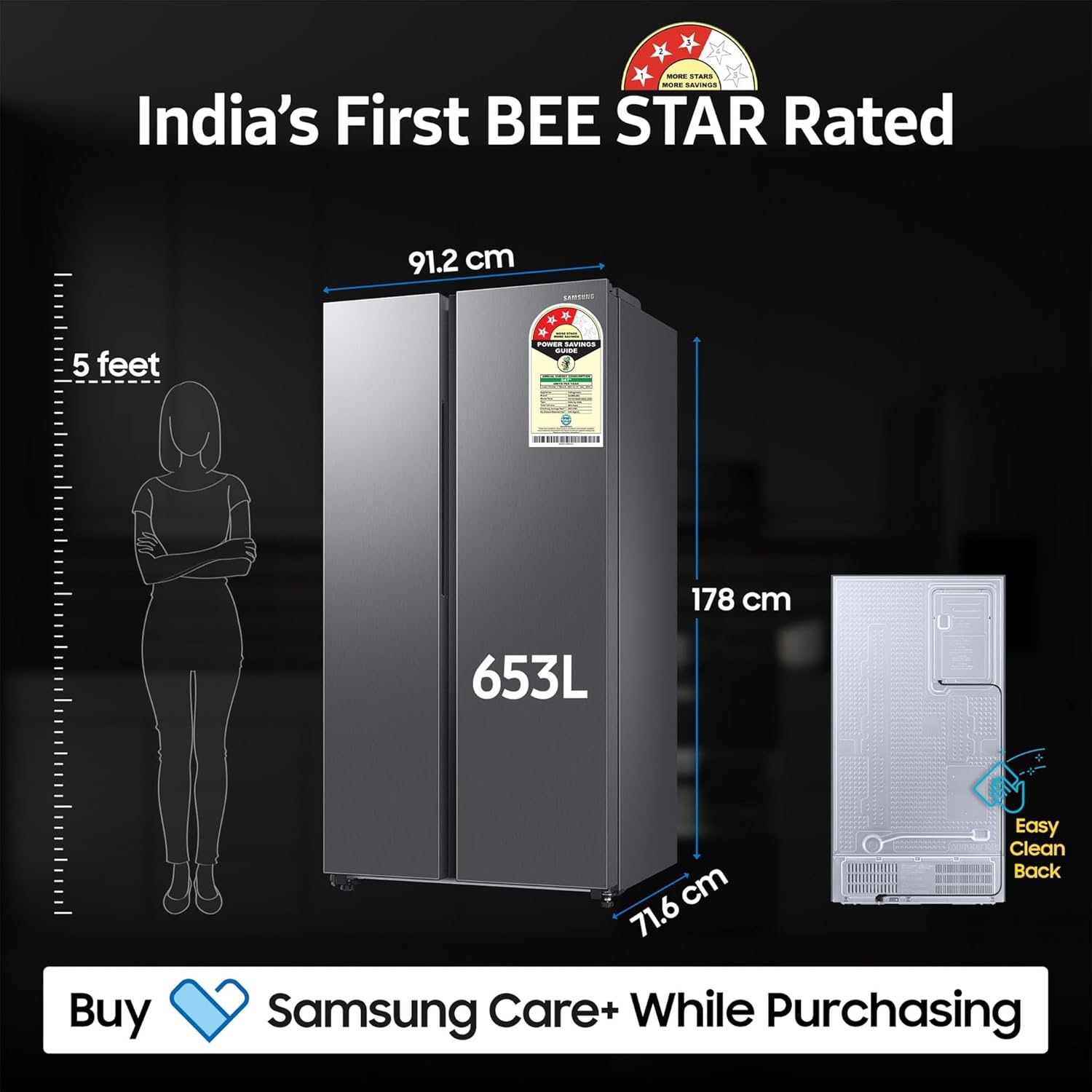 Samsung 653 L, 3 Star, Frost Free, Double Door, Convertible 5-in-1 Digital Inverter, Side By Side AI Enabled Smart Refrigerator with WiFi (RS76CG8003S9HL, Silver, Refined Inox, 2024 Model) - Image 6