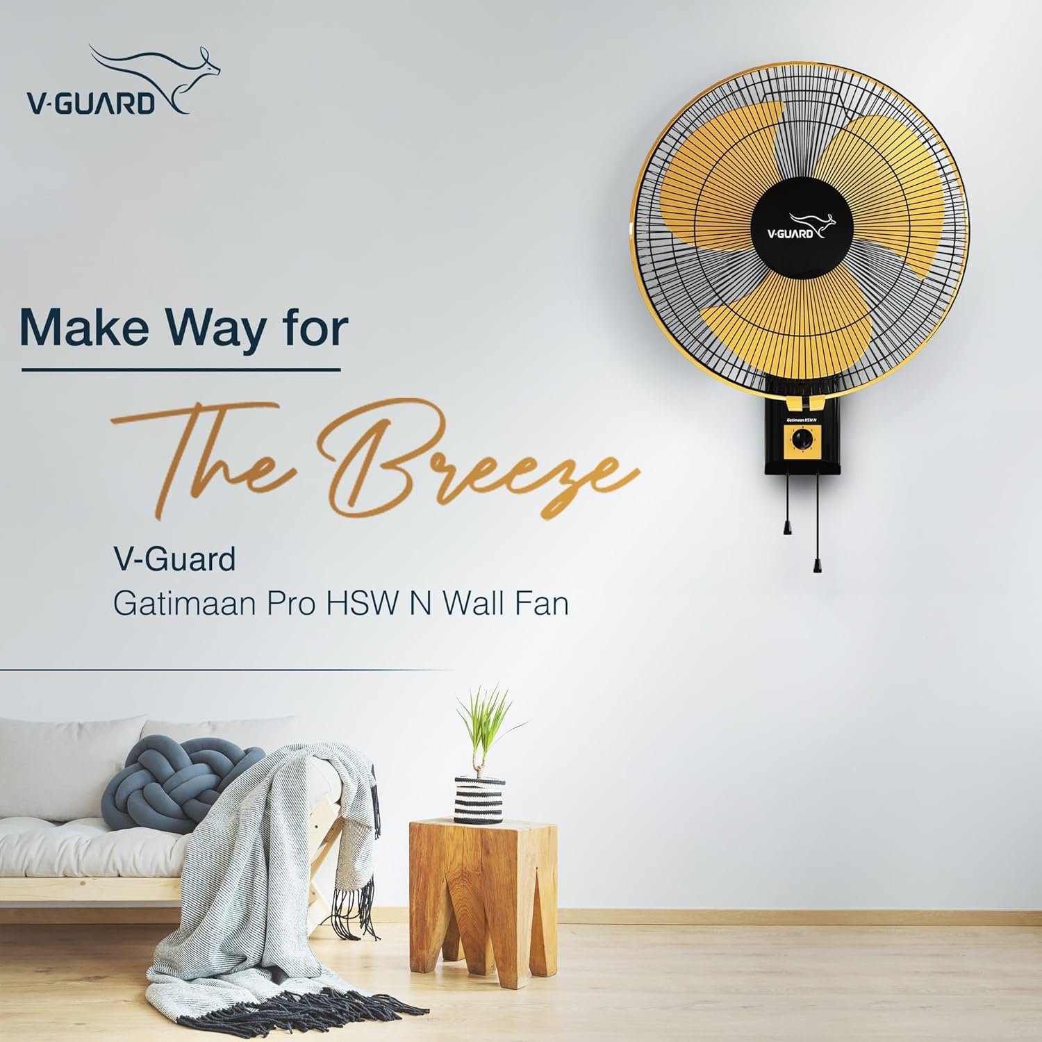 V-Guard Gatimaan Pro HSW N High Speed Wall Fan for Home | 2100 RPM, 3 Speed Controls | Powerful 100% Copper Motor | Corrossion-Resistant Metal Grill |Orange Black - Image 5