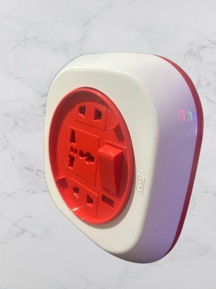 GM 3072 Plastic 2 Pin Flex Box Geo with Indicator and International Socket (White and Red) - Image 2