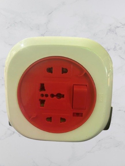 GM 3072 Plastic 2 Pin Flex Box Geo with Indicator and International Socket (White and Red)